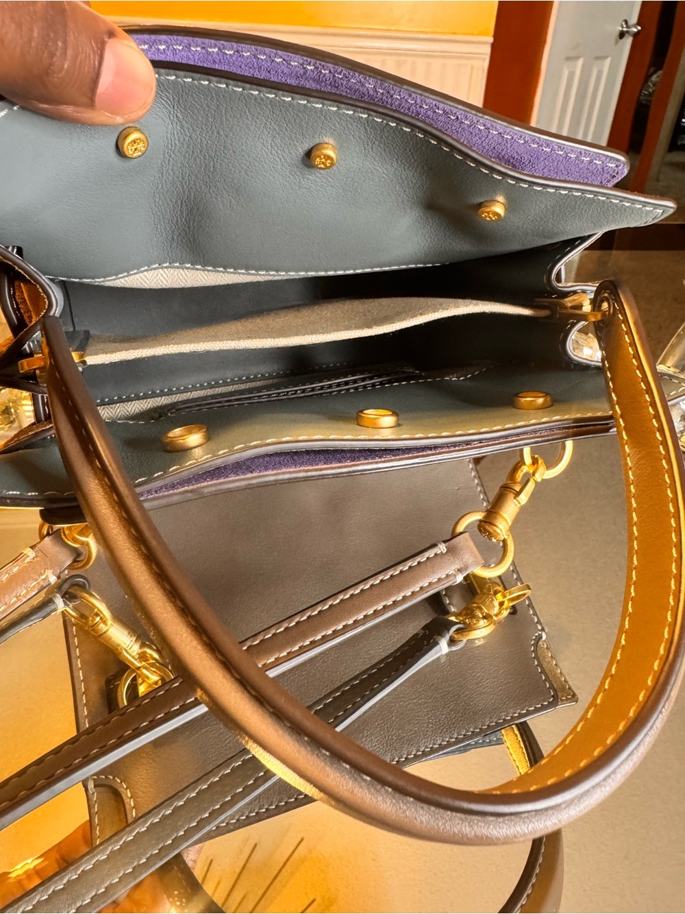 Tory Burch Mini Lee Radziwill Double Shoulder Bag In Clam Shell. - Picture 10 of 17